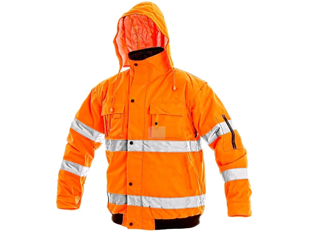 Fotografie Zimní reflexní bunda s odepínacími rukávy LEEDS - Oranžová | XXXL Canis A27:P69640